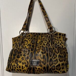 Rosetti Leopard Print Shoulder Bag - Black and Brown